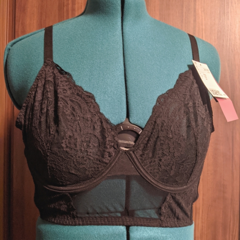 NWT H&M Longline Black Lace Bra